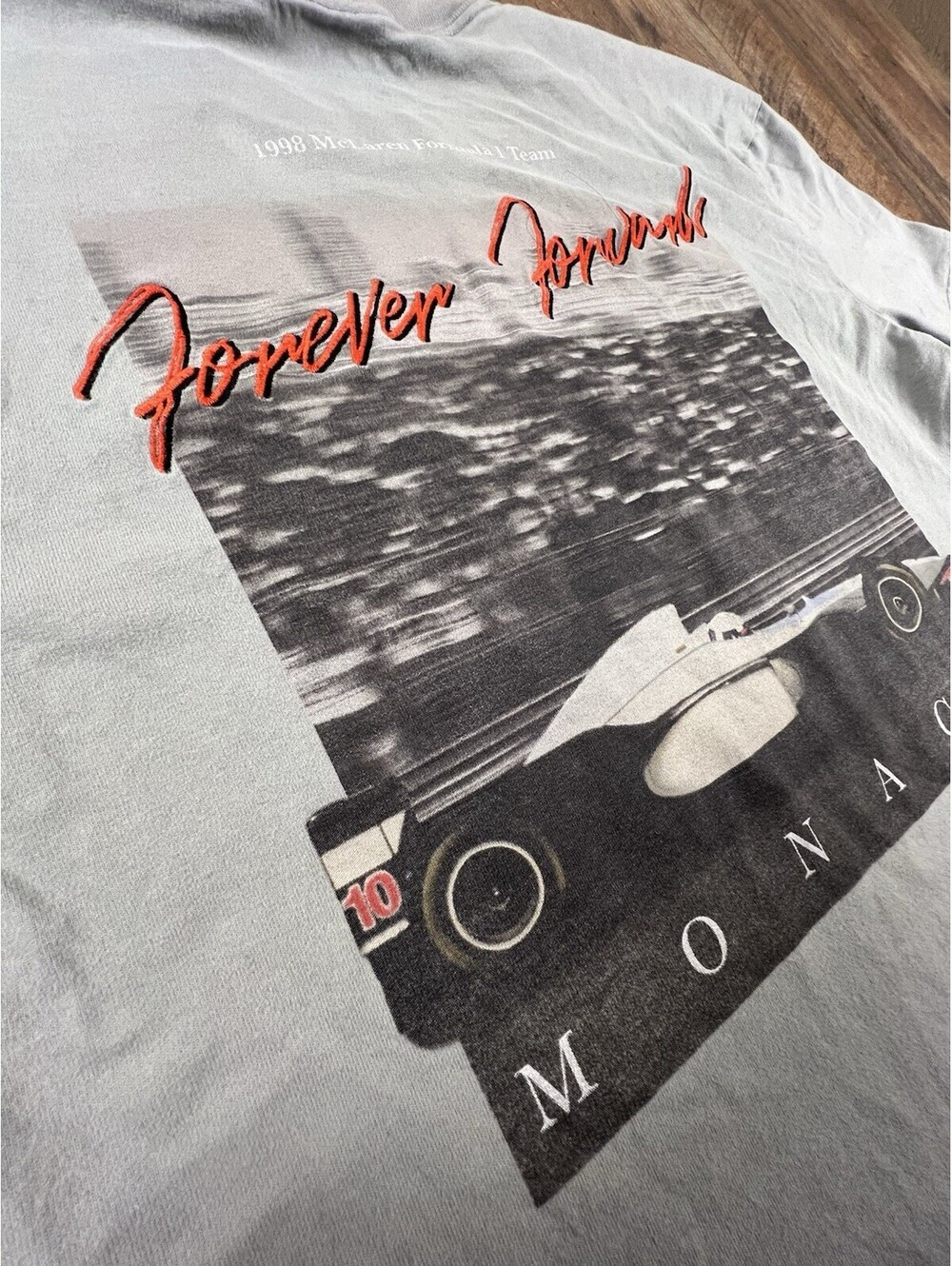 1998 McLaren Formula 1 Team Monaco Forever Forward Stitched Graphic Boxy Fit S